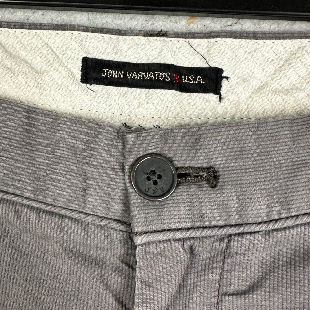 John Varvatos USA Pants Mens 33 Charcoal Grey Corduroy Chino Flat Front Straight